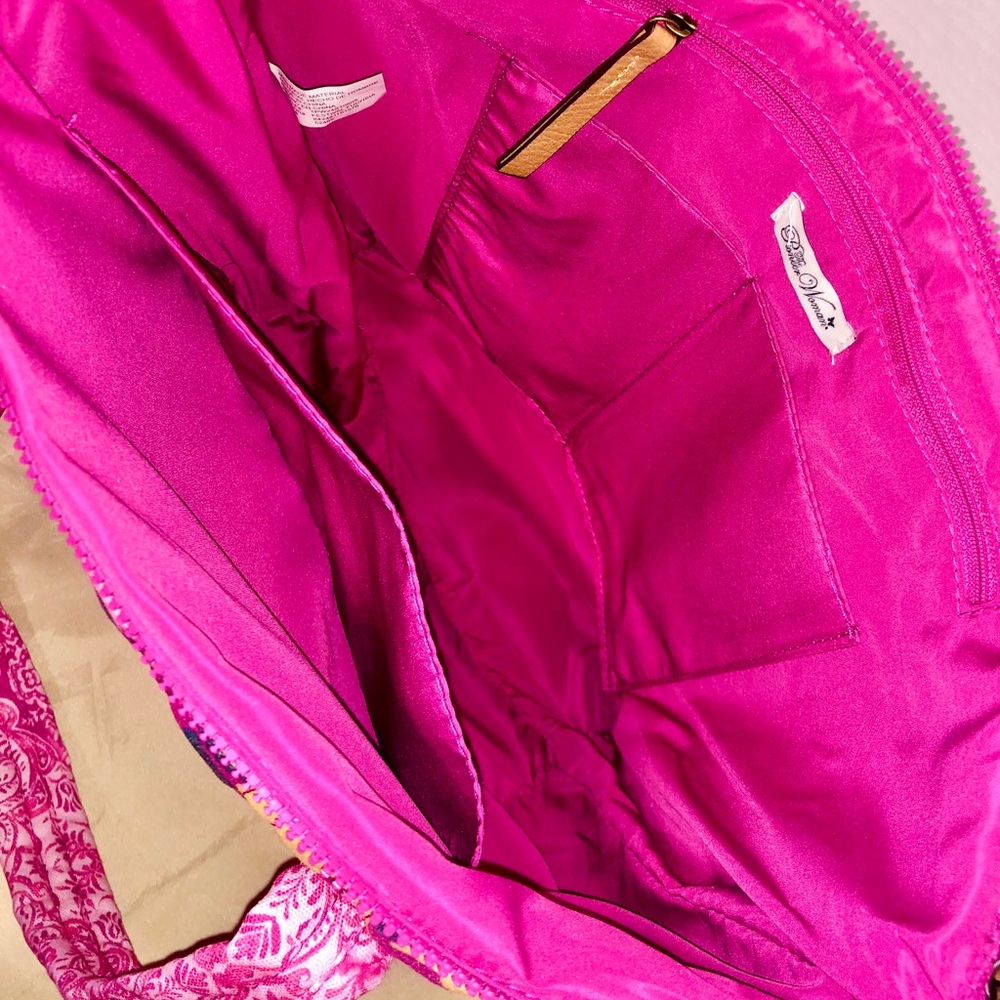 Pioneer Woman Pink Travel Bag Tote Floral Fashion Accessories Yellow Flower New - Picture 9 of 11